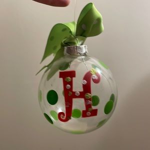 H initial Christmas ornament.